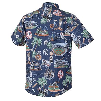 Men's Reyn Spooner Navy New York Yankees Big & Tall Scenic Performance Tri-Blend Aloha Button-Down Shirt