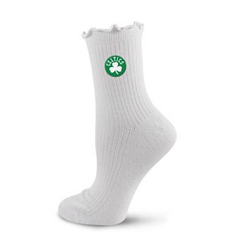 Women's PRO Compression White Boston Celtics Logo Lettuce Hem Quarter Socks