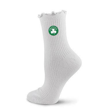 Women's PRO Compression White Boston Celtics Logo Lettuce Hem Quarter Socks