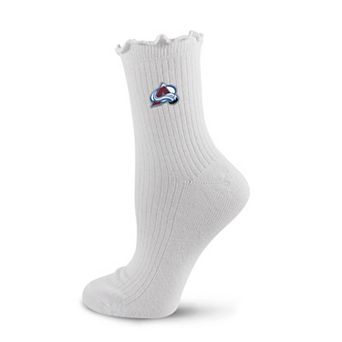 Women's PRO Compression White Colorado Avalanche Logo Lettuce Hem Quarter Socks