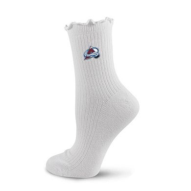 Women's PRO Compression White Colorado Avalanche Logo Lettuce Hem Quarter Socks