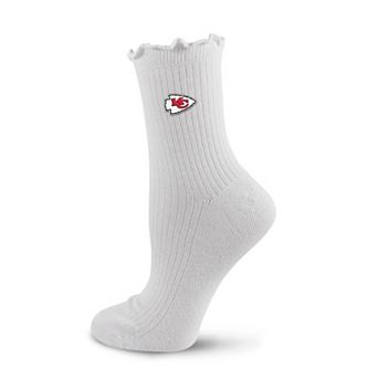 Women's PRO Compression White Kansas City Chiefs Logo Lettuce Hem Quarter Socks
