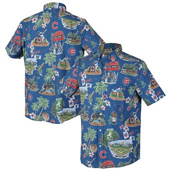 Men's Reyn Spooner Royal Chicago Cubs Big & Tall Scenic Performance Tri-Blend Aloha Button-Down Shirt