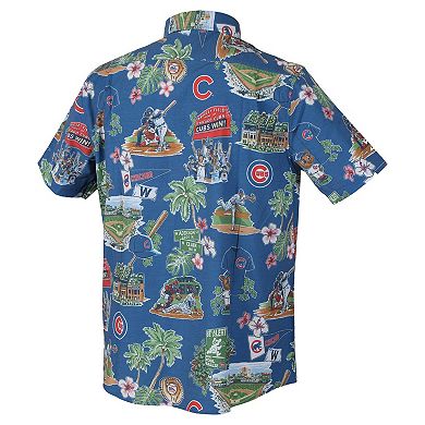 Men's Reyn Spooner Royal Chicago Cubs Big & Tall Scenic Performance Tri-Blend Aloha Button-Down Shirt