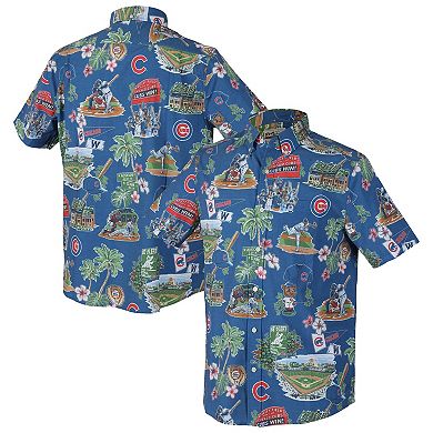 Men's Reyn Spooner Royal Chicago Cubs Big & Tall Scenic Performance Tri-Blend Aloha Button-Down Shirt