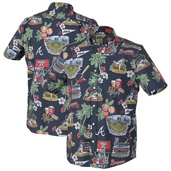 Men's Reyn Spooner Navy Atlanta Braves Big & Tall Scenic Performance Tri-Blend Aloha Button-Down Shirt