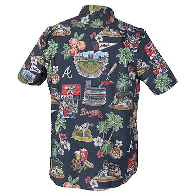 Men's Reyn Spooner Navy Atlanta Braves Big & Tall Scenic Performance Tri-Blend Aloha Button-Down Shirt