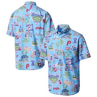Men's Reyn Spooner Light Blue Philadelphia Phillies Big & Tall Scenic Performance Tri-Blend Aloha Button-Down Shirt