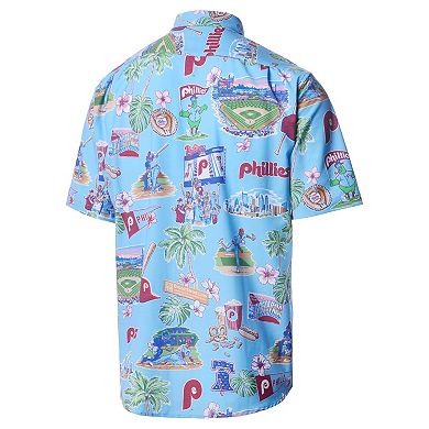 Men's Reyn Spooner Light Blue Philadelphia Phillies Big & Tall Scenic Performance Tri-Blend Aloha Button-Down Shirt