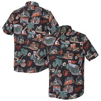 Men's Reyn Spooner Black Baltimore Orioles Big & Tall Scenic Performance Tri-Blend Aloha Button-Down Shirt