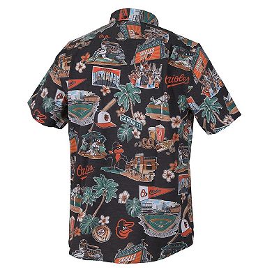 Men's Reyn Spooner Black Baltimore Orioles Big & Tall Scenic Performance Tri-Blend Aloha Button-Down Shirt