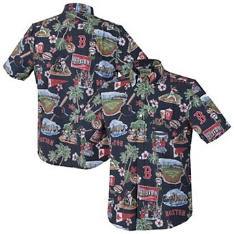 Men's Reyn Spooner Navy Boston Red Sox Big & Tall Scenic Performance Tri-Blend Aloha Button-Down Shirt