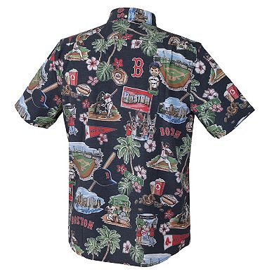 Men's Reyn Spooner Navy Boston Red Sox Big & Tall Scenic Performance Tri-Blend Aloha Button-Down Shirt