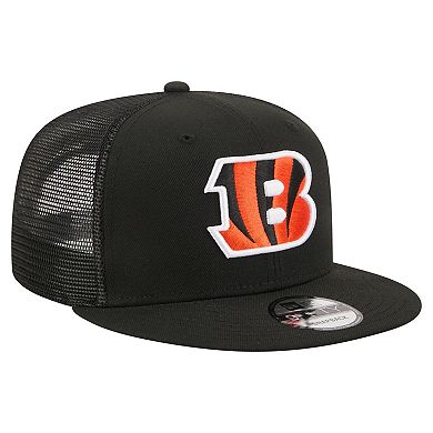 Men's New Era Black Cincinnati Bengals Core Team 9FIFTY Trucker Snapback Hat