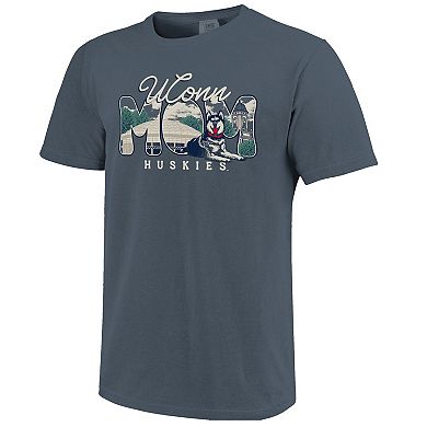 Women's Denim UConn Huskies Comfort Colors Campus Drawing Mom T-Shirt