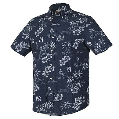 Men's Reyn Spooner Navy New York Yankees Big & Tall Kekai Performance Tri-Blend Button-Down Shirt
