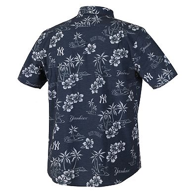 Men's Reyn Spooner Navy New York Yankees Big & Tall Kekai Performance Tri-Blend Button-Down Shirt
