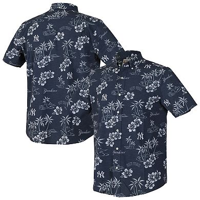 Men's Reyn Spooner Navy New York Yankees Big & Tall Kekai Performance Tri-Blend Button-Down Shirt