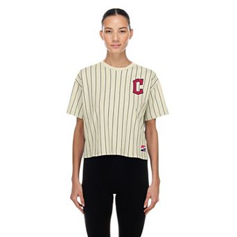 Women's New Era Cream Cleveland Guardians Throwback Boxy T-Shirt