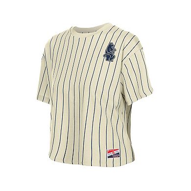 Women's New Era Cream Chicago Cubs Throwback Boxy T-Shirt