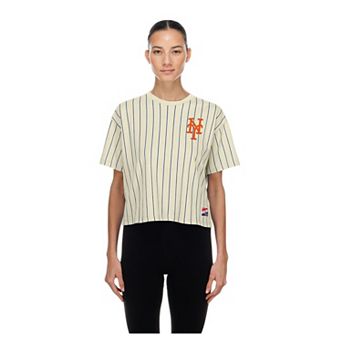 Women's New Era Cream New York Mets Throwback Boxy T-Shirt