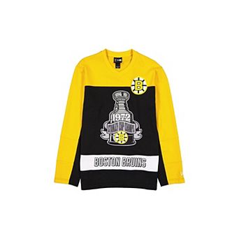 Men's New Era Black/Gold Boston Bruins Stanley Cup Champions Long-Sleeve Hockey Jersey Shirt
