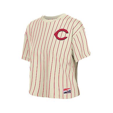 Women's New Era Cream Cincinnati Reds Throwback Boxy T-Shirt