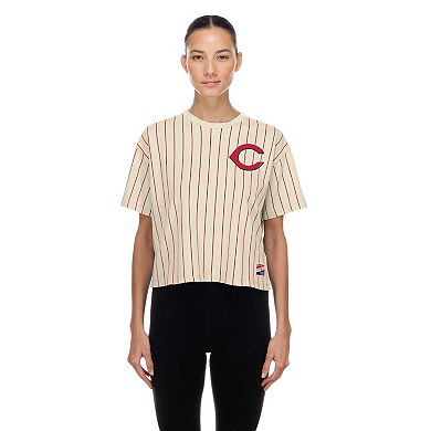 Women's New Era Cream Cincinnati Reds Throwback Boxy T-Shirt