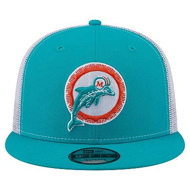 Men's New Era Aqua Miami Dolphins Core Team 9FIFTY Trucker Snapback Hat