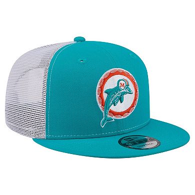 Men's New Era Aqua Miami Dolphins Core Team 9FIFTY Trucker Snapback Hat