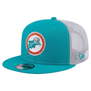Men's New Era Aqua Miami Dolphins Core Team 9FIFTY Trucker Snapback Hat