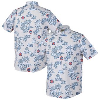 Men's Reyn Spooner White Chicago Cubs Big & Tall Kekai Performance Tri-Blend Button-Down Shirt