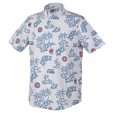 Men's Reyn Spooner White Chicago Cubs Big & Tall Kekai Performance Tri-Blend Button-Down Shirt