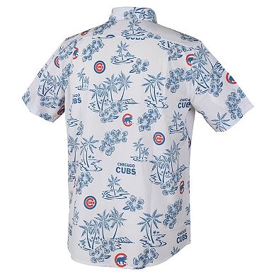Men's Reyn Spooner White Chicago Cubs Big & Tall Kekai Performance Tri-Blend Button-Down Shirt
