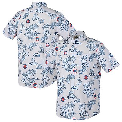 Men's Reyn Spooner White Chicago Cubs Big & Tall Kekai Performance Tri-Blend Button-Down Shirt