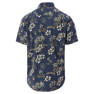 Men's Reyn Spooner Navy Milwaukee Brewers Big & Tall Kekai Performance Tri-Blend Button-Down Shirt