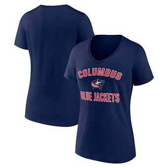 Women's Logo Athletic Navy Columbus Blue Jackets Arch Victory V-Neck T-Shirt