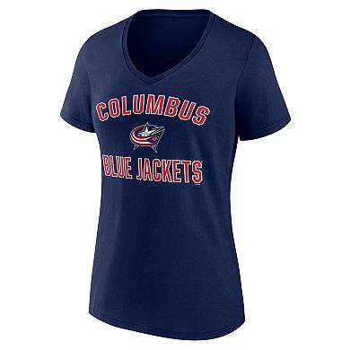 Women's Logo Athletic Navy Columbus Blue Jackets Arch Victory V-Neck T-Shirt