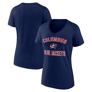Women's Logo Athletic Navy Columbus Blue Jackets Arch Victory V-Neck T-Shirt