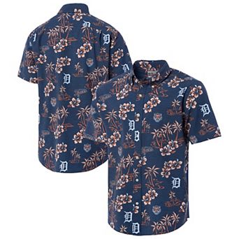 Men's Reyn Spooner Navy Detroit Tigers Big & Tall Kekai Performance Tri-Blend Button-Down Shirt