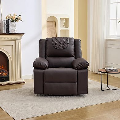 Oversized Massage Recliner Chair - PU Leather Heated Single Sofa with Vibration