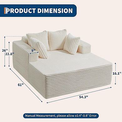 No-Assembly Indoor Chaise Lounge - Plush Corduroy Cloud Sleeper with High-Density Foam