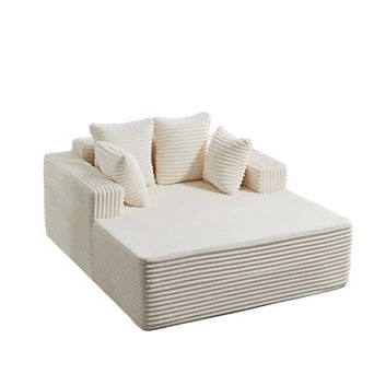 No-Assembly Indoor Chaise Lounge - Plush Corduroy Cloud Sleeper with High-Density Foam