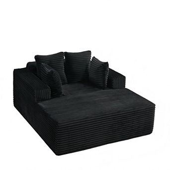 No-Assembly Indoor Chaise Lounge - Plush Corduroy Cloud Sleeper with High-Density Foam