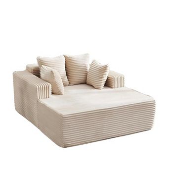 No-Assembly Indoor Chaise Lounge - Plush Corduroy Cloud Sleeper with High-Density Foam