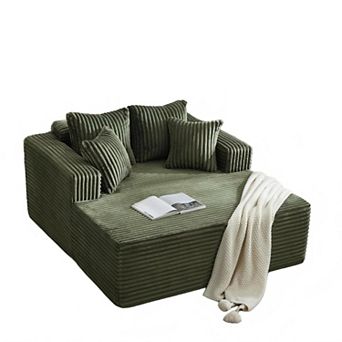 No-Assembly Indoor Chaise Lounge - Plush Corduroy Cloud Sleeper with High-Density Foam