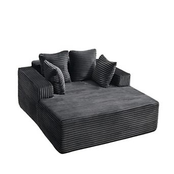 No-Assembly Indoor Chaise Lounge - Plush Corduroy Cloud Sleeper with High-Density Foam