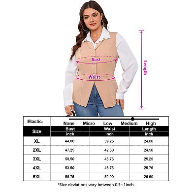 Women's Plus Size Lapel Single Breasted Sleeveless Blazer