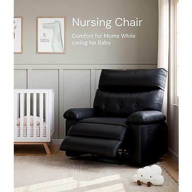 Oversized Manual Recliner Chair - PU Leather with Overstuffed Arms and Back for Comfort