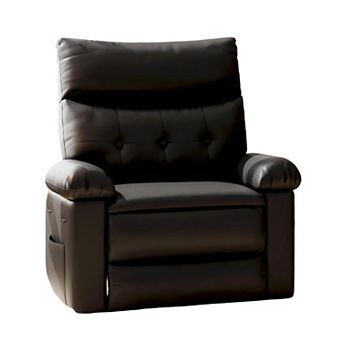 Oversized Manual Recliner Chair - PU Leather with Overstuffed Arms and Back for Comfort